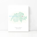 Switzerland 5x7 - Portrait Personalized Watercolor Map 