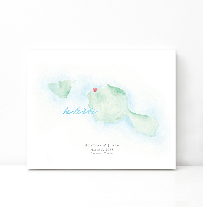 Personalized Watercolor Map 