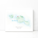 Tahiti 5x7 - Landscape Personalized Watercolor Map 