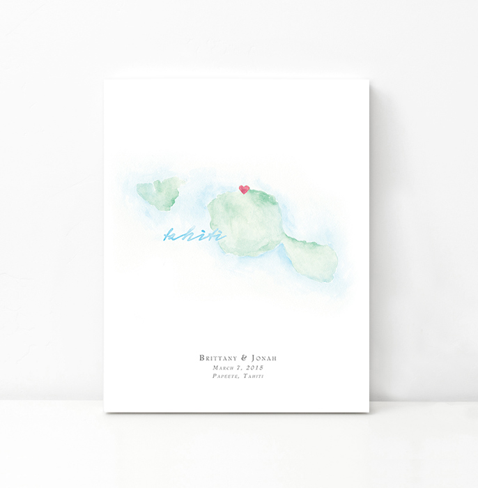 Personalized Watercolor Map 