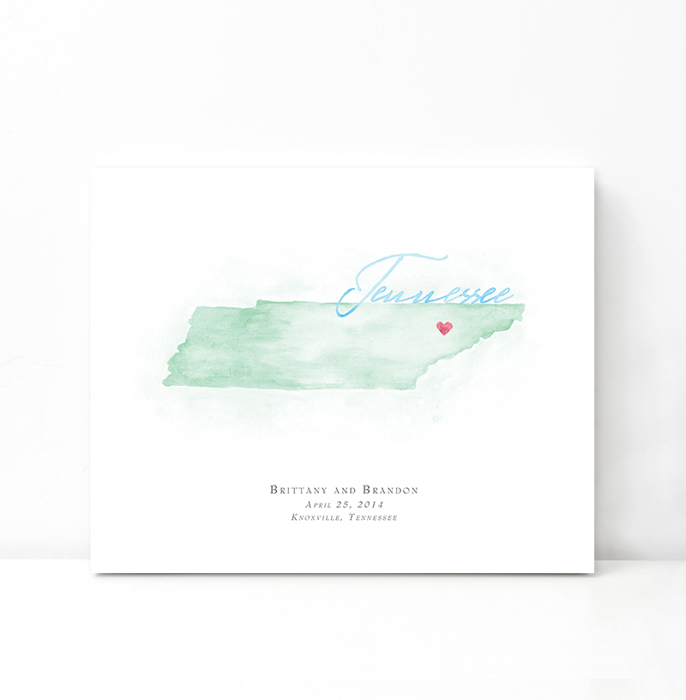 Personalized Watercolor Map 