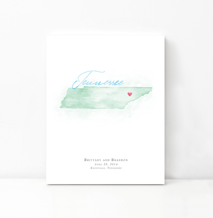 Personalized Watercolor Map 