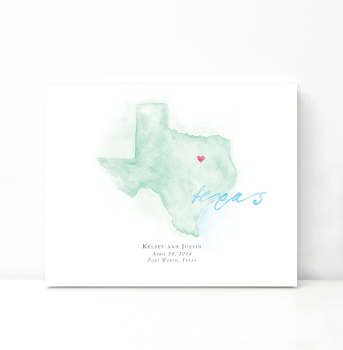 Personalized Watercolor Map 