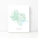 Texas 5x7 - Portrait Personalized Watercolor Map 