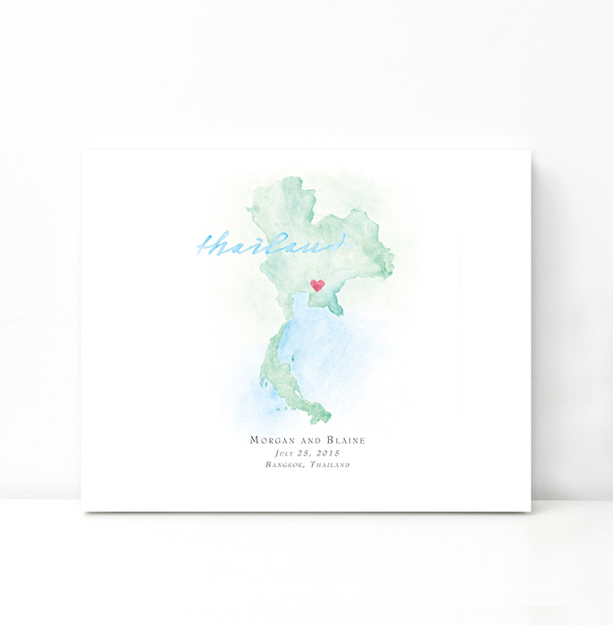 Personalized Watercolor Map 