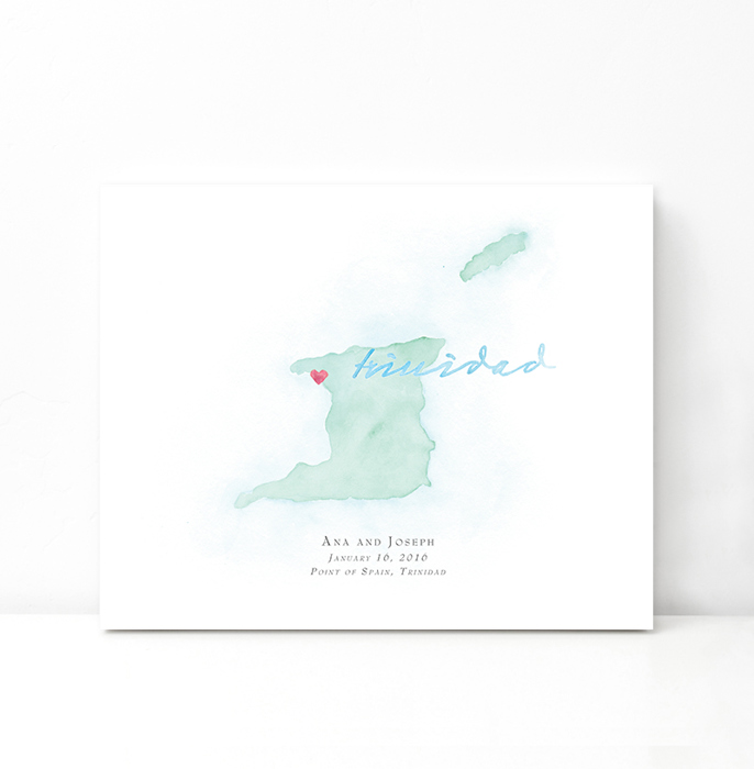 Personalized Watercolor Map 
