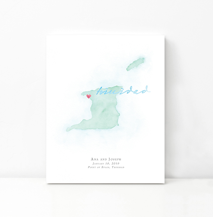 Personalized Watercolor Map 