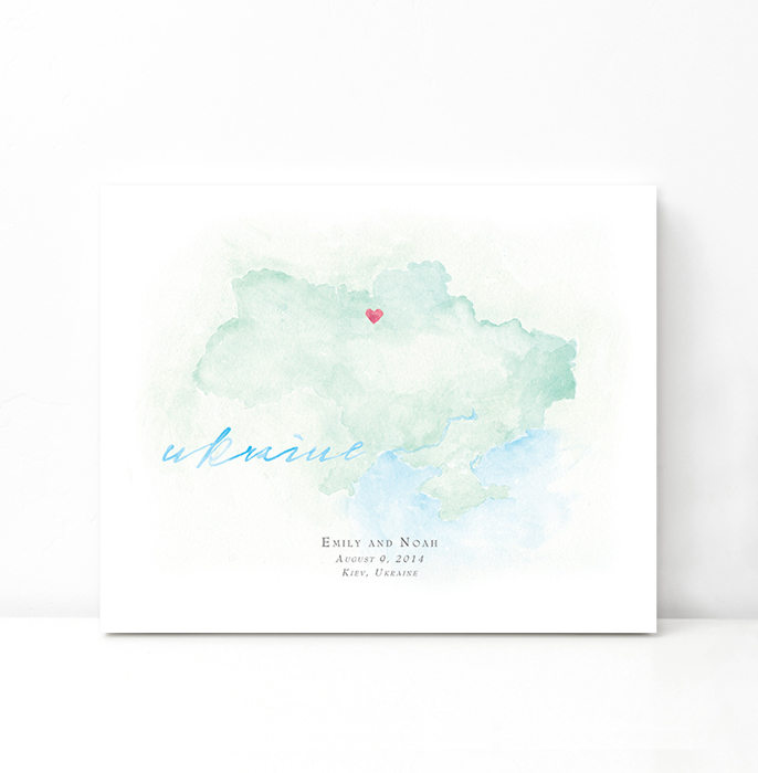 Personalized Watercolor Map 