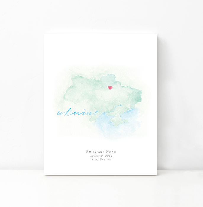 Personalized Watercolor Map 