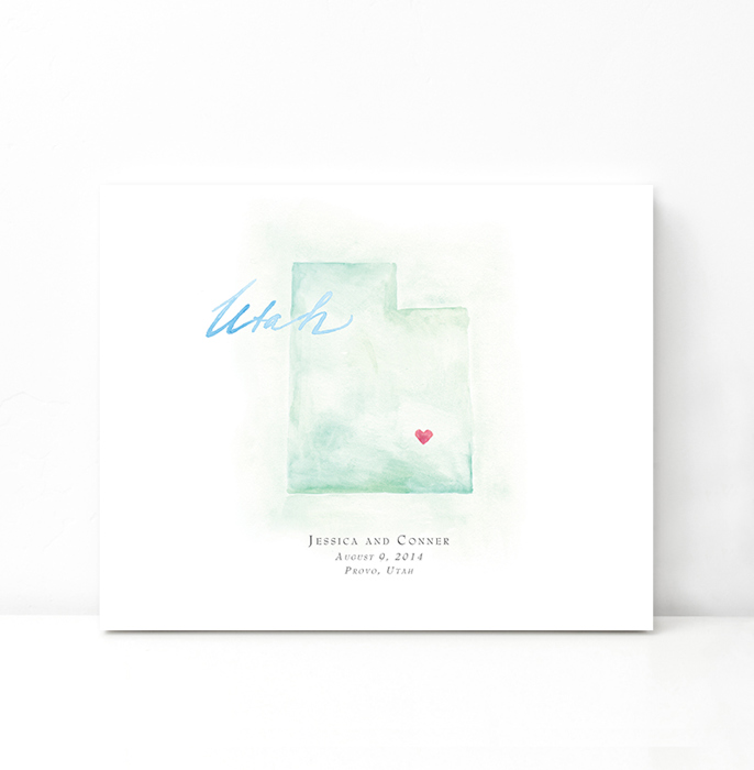 Personalized Watercolor Map 
