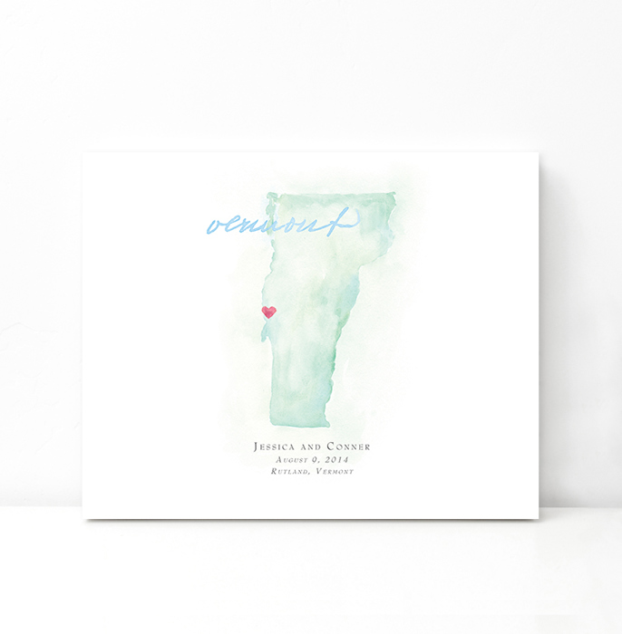 Personalized Watercolor Map 