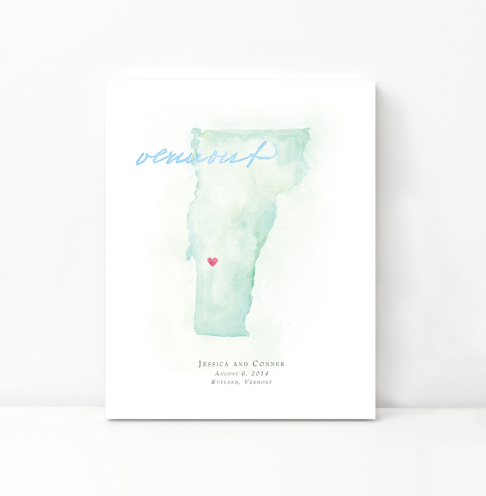 Personalized Watercolor Map 