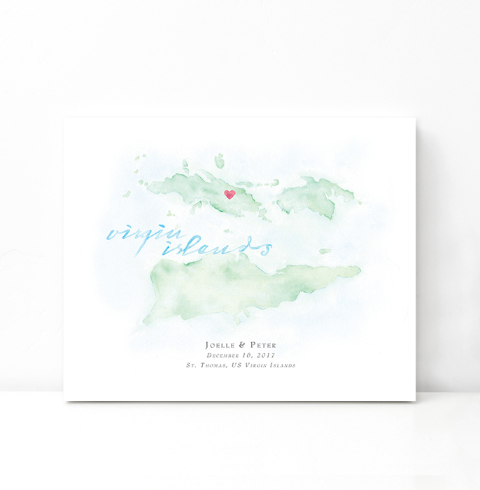 Personalized Watercolor Map 