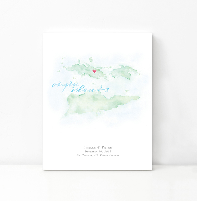 Personalized Watercolor Map 
