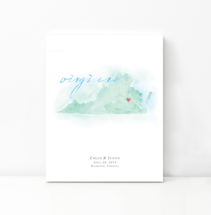 Personalized Watercolor Map 