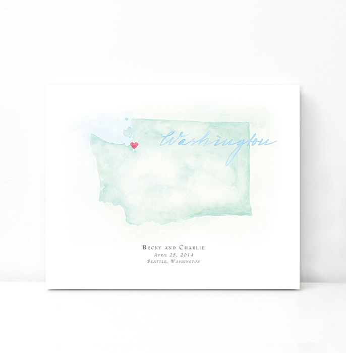 Personalized Watercolor Map 