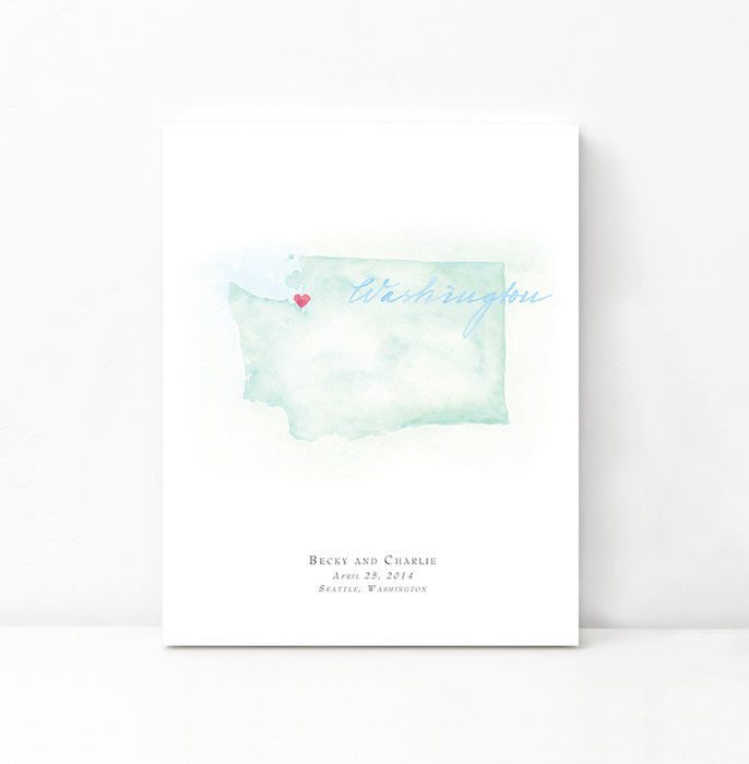 Personalized Watercolor Map 