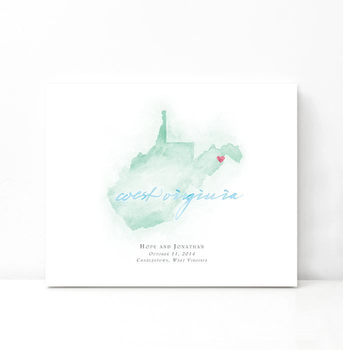 Personalized Watercolor Map 