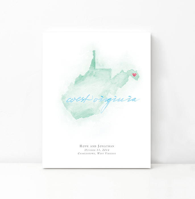 Personalized Watercolor Map 