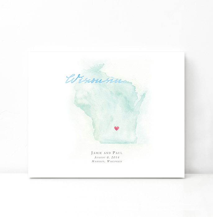 Personalized Watercolor Map 