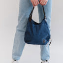 Blue Anniston Canvas Hobo Bag