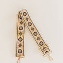 Cream, Brown, Camel Greta Embroidered Adjustable Bag Strap