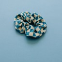 Blue Checkered Scrunchie
