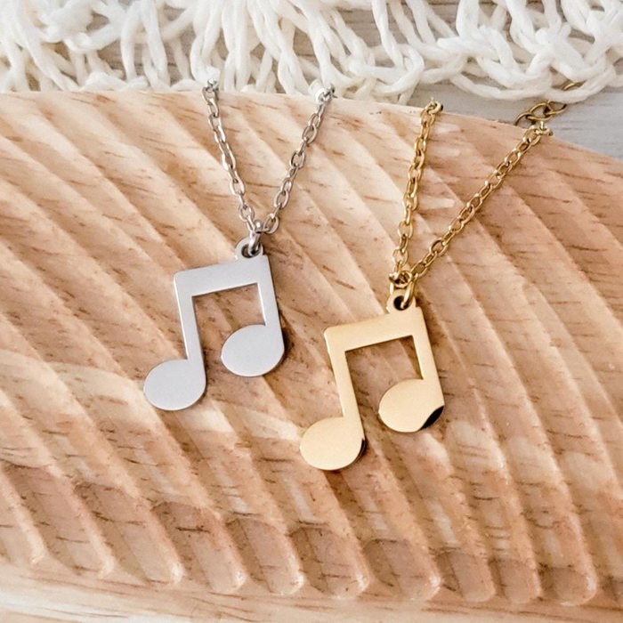 Double Music Note Necklace - Personalized with initials - Great gift for any music lover