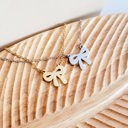 Gold Gold Bow Necklace - Personalized with name or initial up to 8 characters