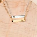 Gold Gold Butterfly Bar Necklace - Choose Silver Stainless or Gold - Personalized