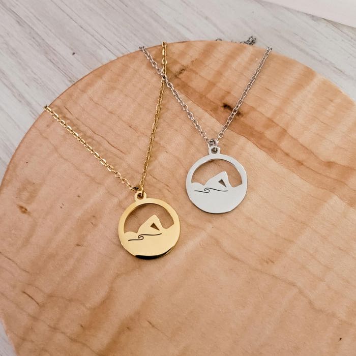 Swimming Necklace - Personalized - Choose gold or silver - Makes great gift for swimmers - Swim gift