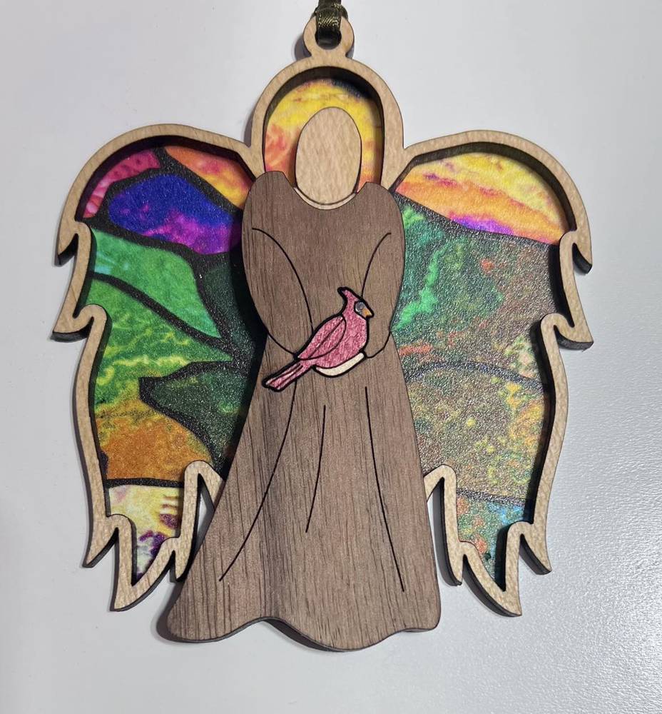 Angel Ornament with stained glass wings