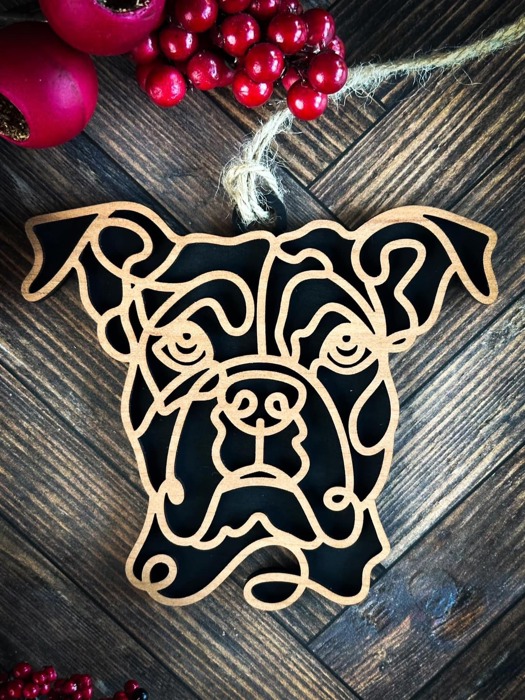 Dog Ornament - Line Art - Choose your dog from the list & style! Personalized with name too! 