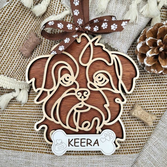 Dog Ornament - Line Art - Choose your dog from the list & style! Personalized with name too! 