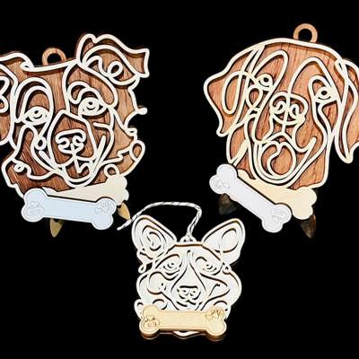 Dog Charms / Ornaments - Line Art - Choose your dog from the list & style! Personalized with name too! 