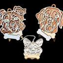  Dog Ornament - Line Art - Choose your dog from the list & style! Personalized with name too! 