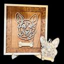  Dog Frame - Line Art Dog with Personalization and easel for display