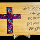  Cross Sign with faux stained glass - Perfect for the home! Or as a gift