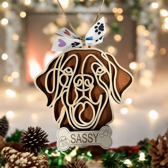 Dog Ornament - Line Art - Choose your dog from the list & style! Personalized with name too! 