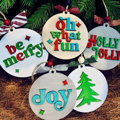 DIY Retro Ornaments - 5 Ornaments ready to paint - Perfect for family or friends - Everything included for a fun night of crafting!