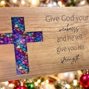  Cross Sign with faux stained glass - Perfect for the home! Or as a gift