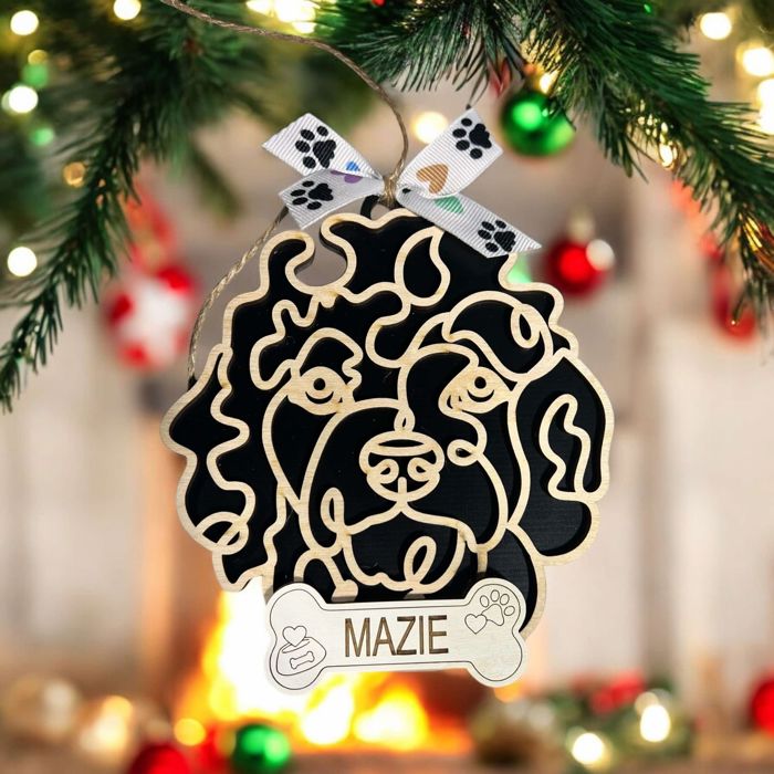 Dog Ornament - Line Art - Choose your dog from the list & style! Personalized with name too! 