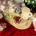  Personalized Wooden Tea Set with Silicone cups and teapot - 14 pieces total - tray can be personalized