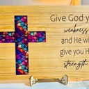  Cross Sign with faux stained glass - Perfect for the home! Or as a gift