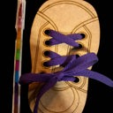  Wooden Shoe Lacing Toy - Learn to Tie Shoes!  Comes with 2 wooden shoes and 2 laces, plus a coloring pencil! Eco friendly - Great for kids of all ages! Encourage creativity