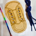  Wooden Shoe Lacing Toy - Learn to Tie Shoes!  Comes with 2 wooden shoes and 2 laces, plus a coloring pencil! Eco friendly - Great for kids of all ages! Encourage creativity