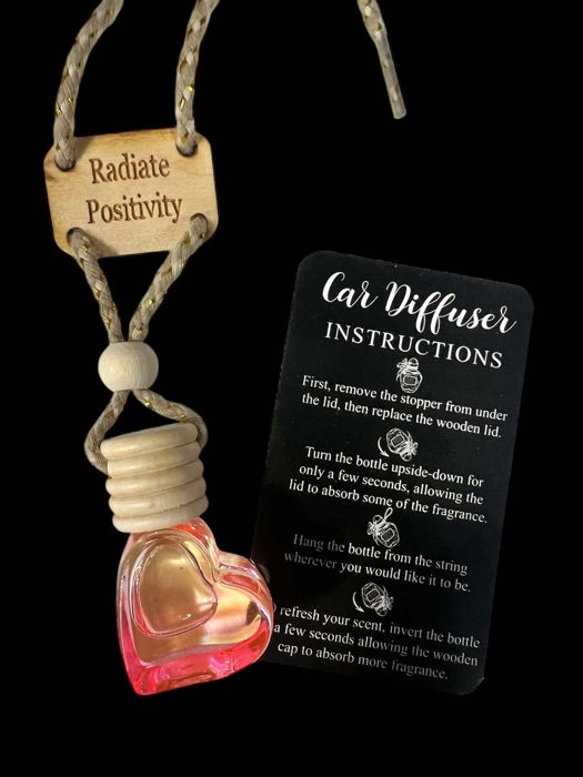 Car diffuser - Hanging Heart car freshener - Scented Car Accessory - Essential Oil air freshener - high quality oils