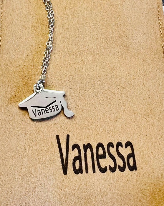 Grad Cap Necklace - Personalized - Choose Silver or Gold 