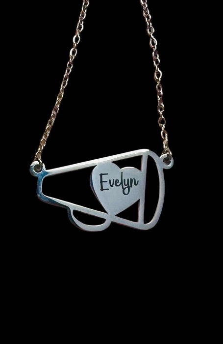 Cheer Megaphone Necklace -  Personalized - Choose silver or gold 