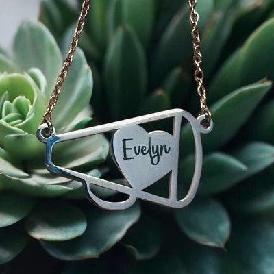 Cheer Megaphone Necklace -  Personalized - Choose silver or gold 